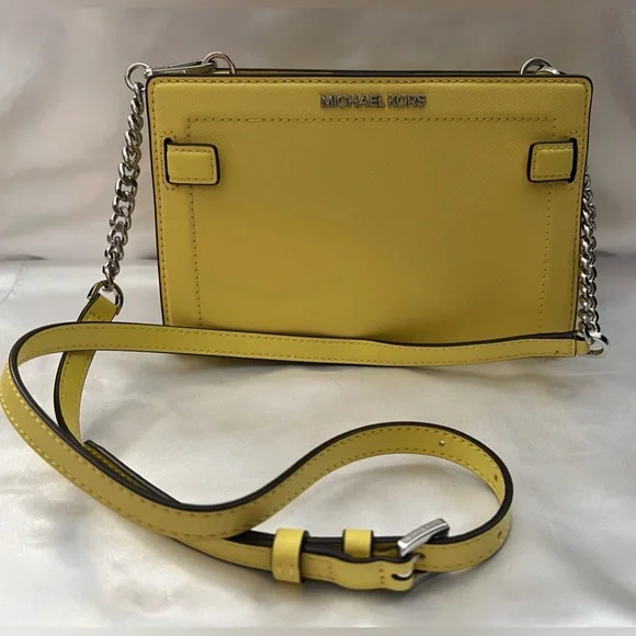 Michael Kors Yellow Crossbody with silver hardware - Picture 1 of 14